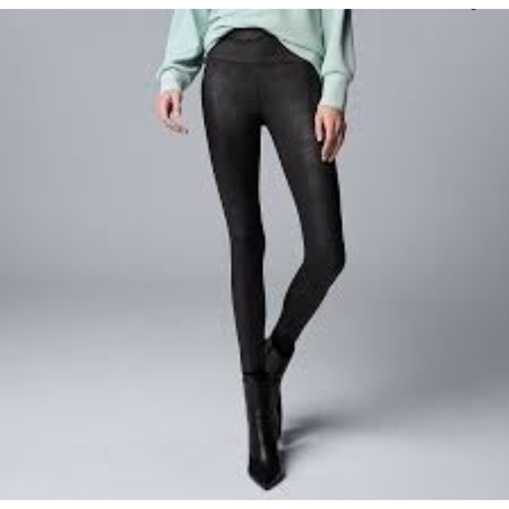 80s Rocker Chic Black Pants Leggings Size M Stretch Comfy Retro Heavy Metal - Picture 2 of 5